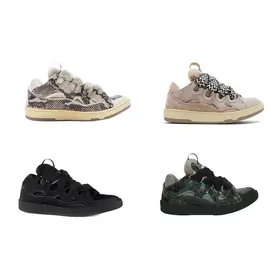 Four padded skate trainers in grey snakeskin print, black and dark green