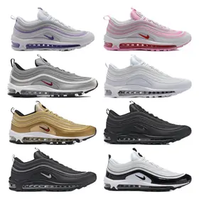 Running shoes with ripple lines in silver, gold, black, white and pink